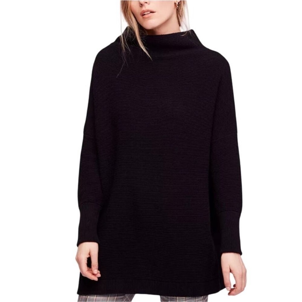 Free People Black Ottoman Slouchy Tunic Sweater